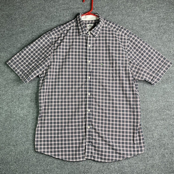 Lacoste Classic Fit Button Up Shirt Men's 44‎ Plaid Logo Casual Preppy - Picture 1 of 7